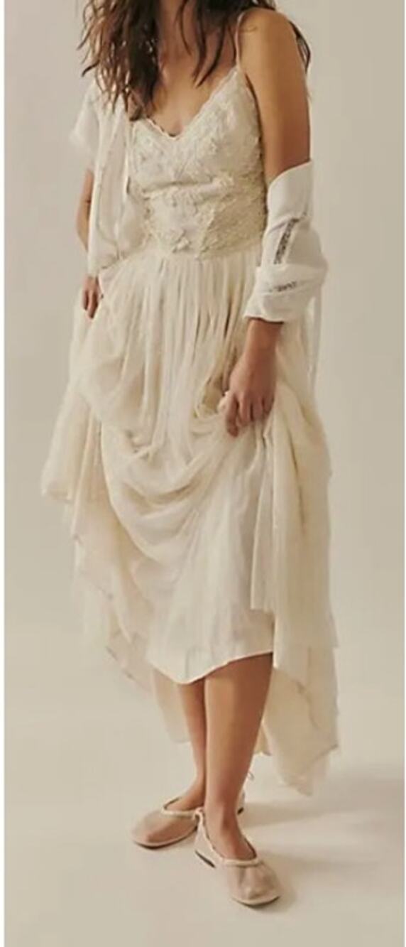 Free People Ivory Fairydust Sleeveless Embroidered Maxi Dress sz 2 NWT Bridal